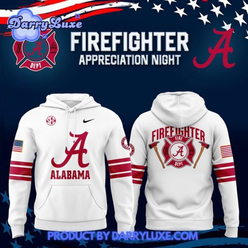 Alabama Crimson Tide x 2024 Firefighter Appreciation White Hoodie