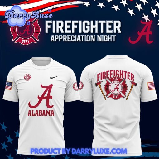 Alabama Crimson Tide x 2024 Firefighter Appreciation White Shirt