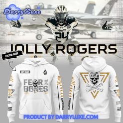 Jolly Rogers Navy Midshipmen Football Hoodie Set White