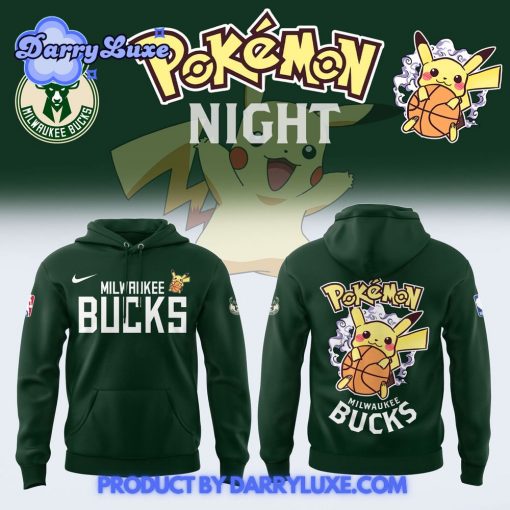 NBA Milwaukee Bucks x Pokemon Night Hoodie Set 2025