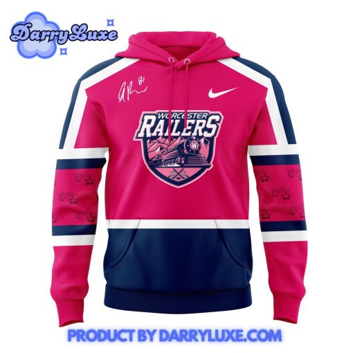 Worcester Railers PINK IN THE RINK Anthony Repaci Bobblehead Hoodie Set