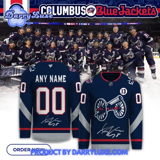 Columbus Blue Jackets 2025 SOAKING IN THE HISTORIC WIN Jersey