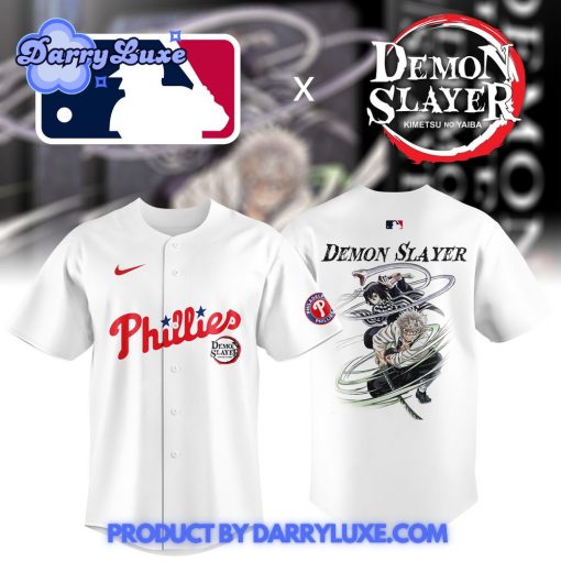 MLB Collab Demon Slayer x Philadelphia Phillies Baseball Jersey