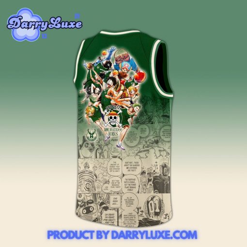 Milwaukee Bucks x Luffy One Piece the Straw Hat Pirates Basketball Jersey